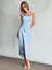 Light Blue Draped Square Neck Dress