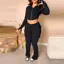 Black Solid Cargo Detail Co-Ord Set