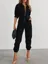 Black Pocket Detailing Collared Jumpsuit