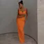 Orange Ruched Twisted Detail Co-Ord Set