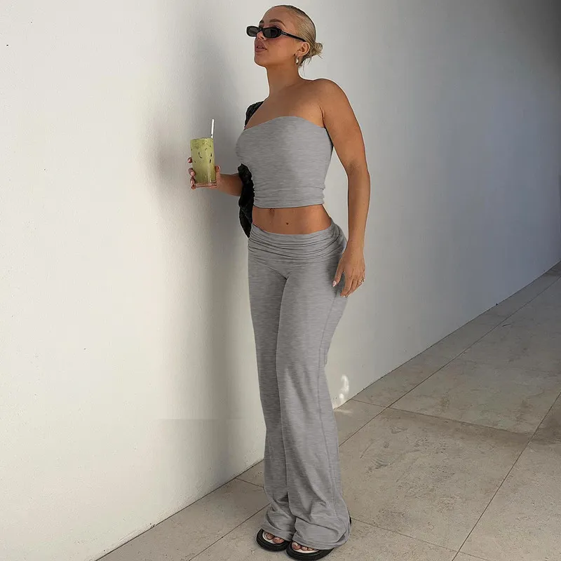 Light Grey Gathered Detail Co-Ord Set