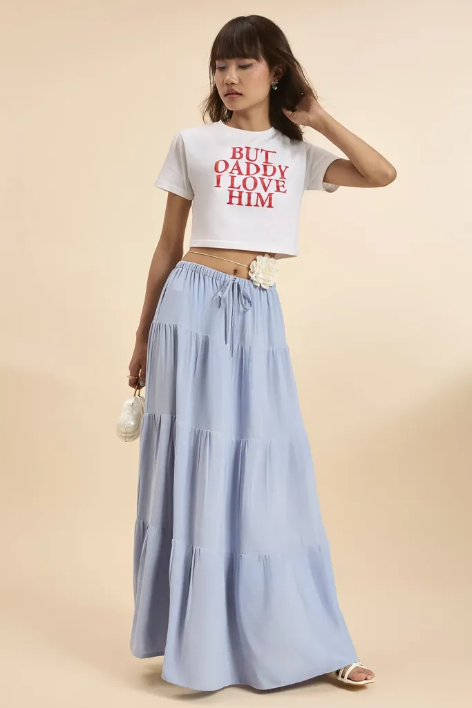 Blue Solid Tiered Skirt - Image 1