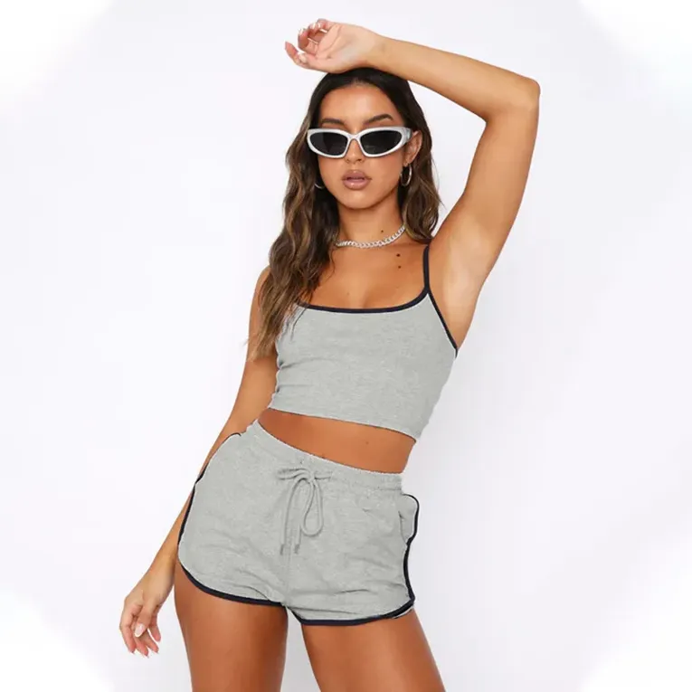 Light Grey Cami Shorts Co Ord Set - Image 1