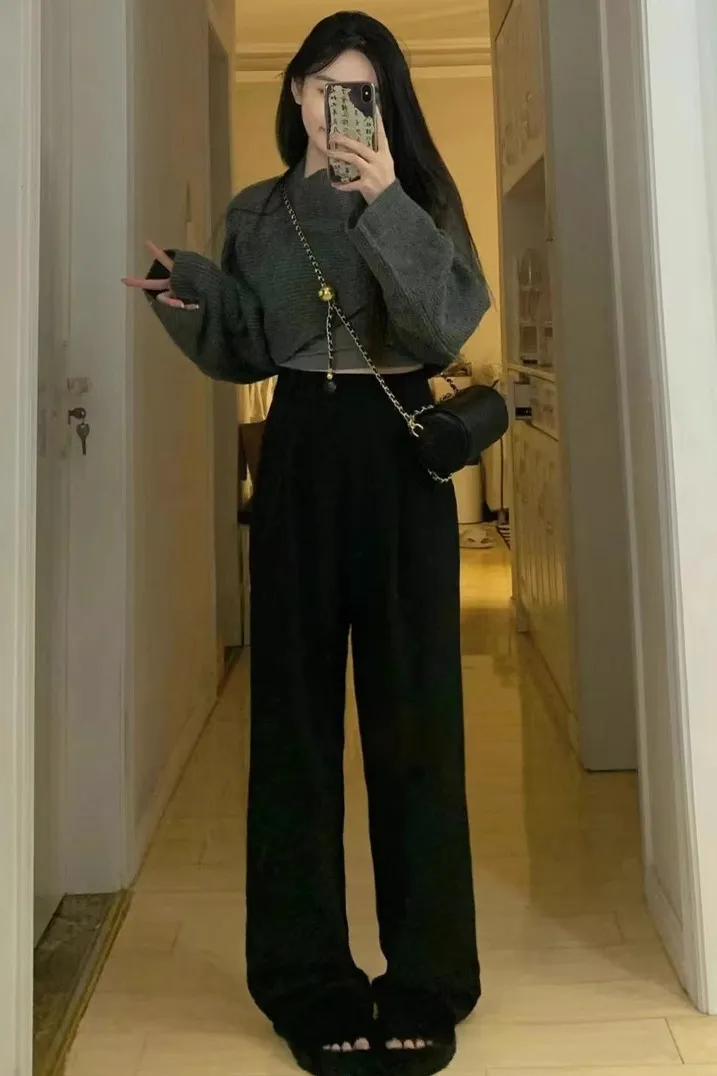 Black High Rise Korean Style Trouser