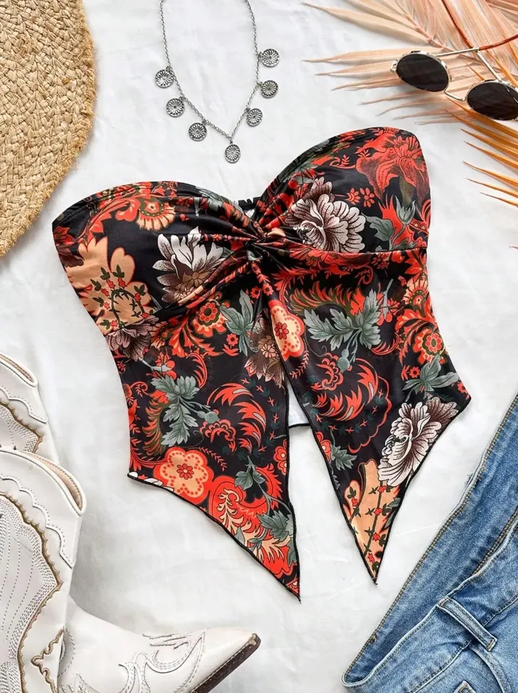 Multicolor Floral High Low Top - Image 1
