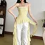 Yellow Solid Ruffles Detail Tube Top