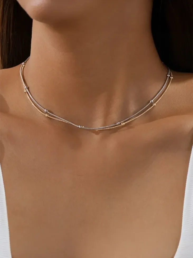 Gold Silver Imitation Layered Necklace - Image 1