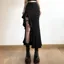 Black Ruffles Detail Straight Skirt