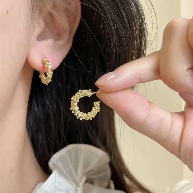 Gold Imitation Hoop Earrings - Image 1