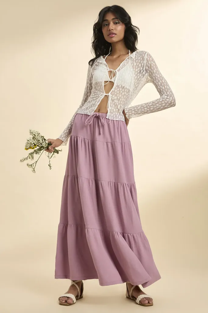 Lilac Solid Tiered Skirt - Image 1