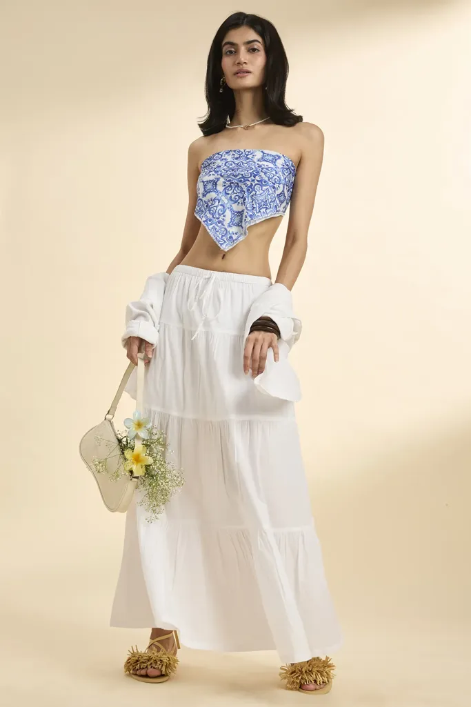 White Solid Tiered Skirt - Image 1