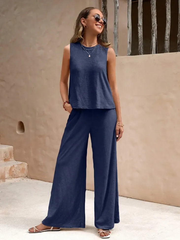 Dark Blue Parallel Trousers Coord Set - Image 1