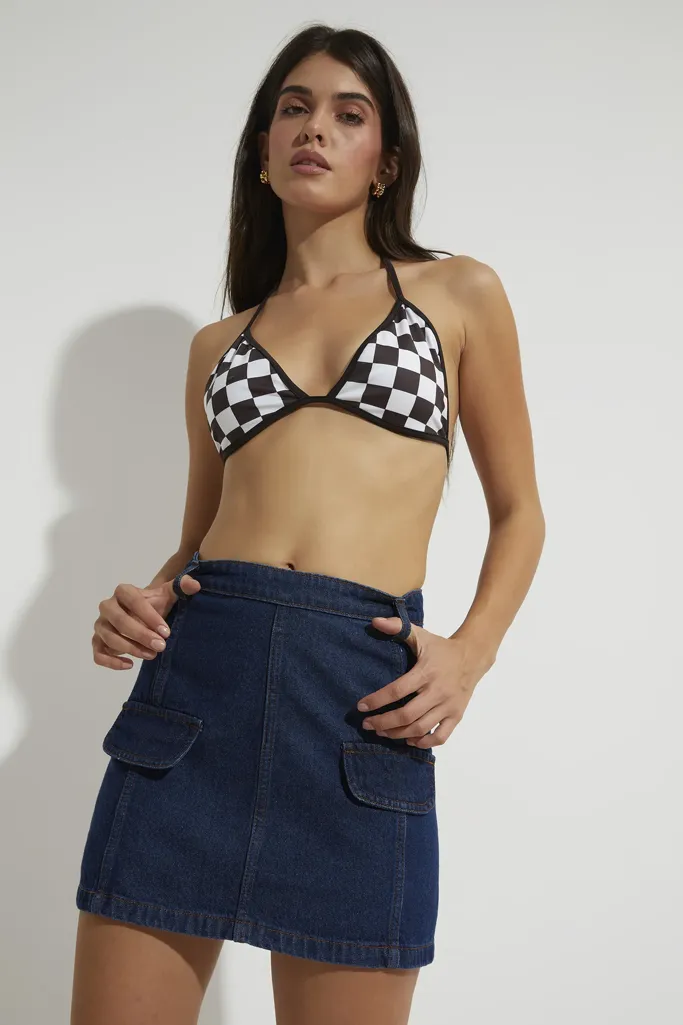 Dark Blue Aline Mini Skirt - Image 1