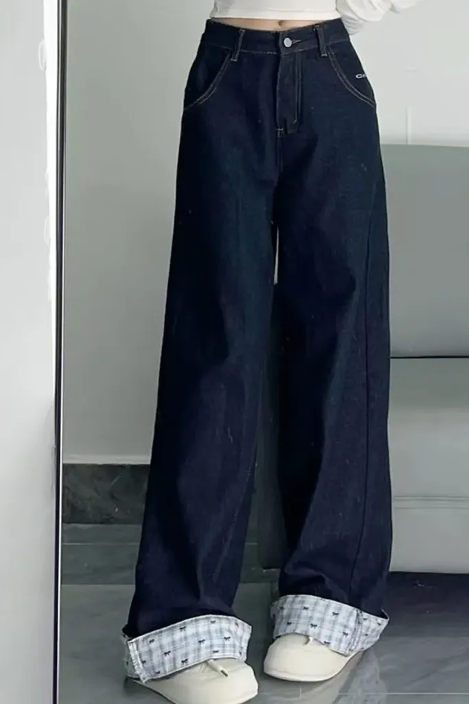 Dark Blue Wide Leg Jeans - Image 1