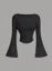 Black Solid Round Neck Crop Top