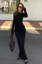 Black Ruched Oneshoulder Maxi Dress