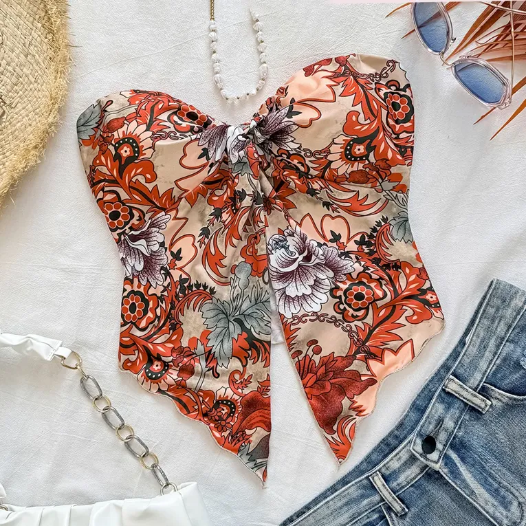 Multicolor Floral High Low Top - Image 1