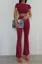 Red Solid Bootcut Coord Set