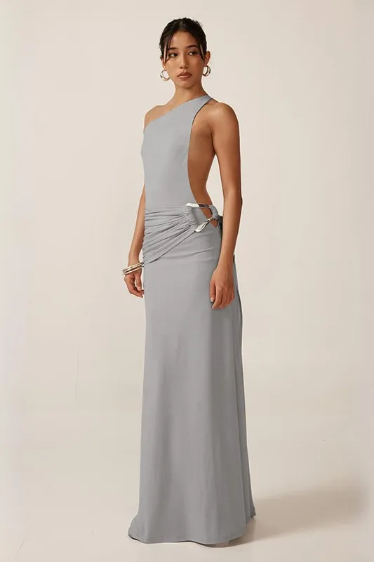 Grey Oneshoulder Maxi Dress