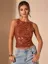 Rust Sequins Crop Top