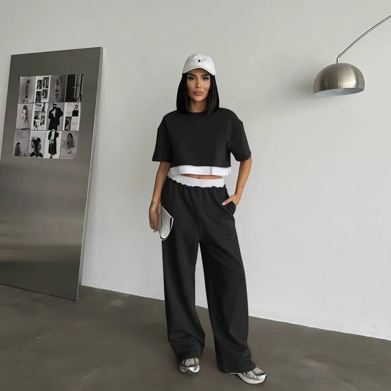 Black Colour Blocked Coord Set - NEWME