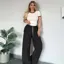 Mid Rise Black Drawstring Coord Set