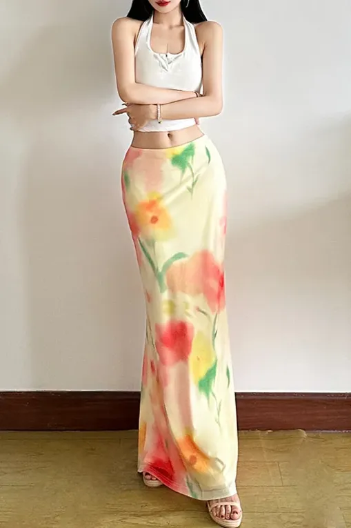 Floral Maxi Mermaid Skirt - NEWME