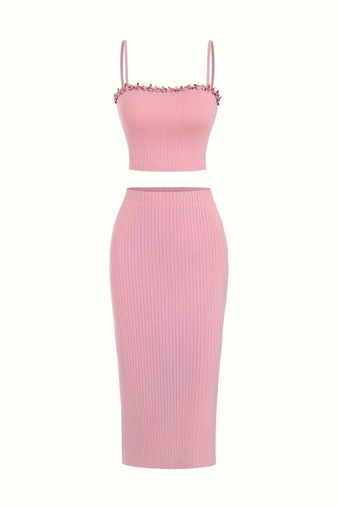 Pink Scoop Neck Coord Set - Image 1