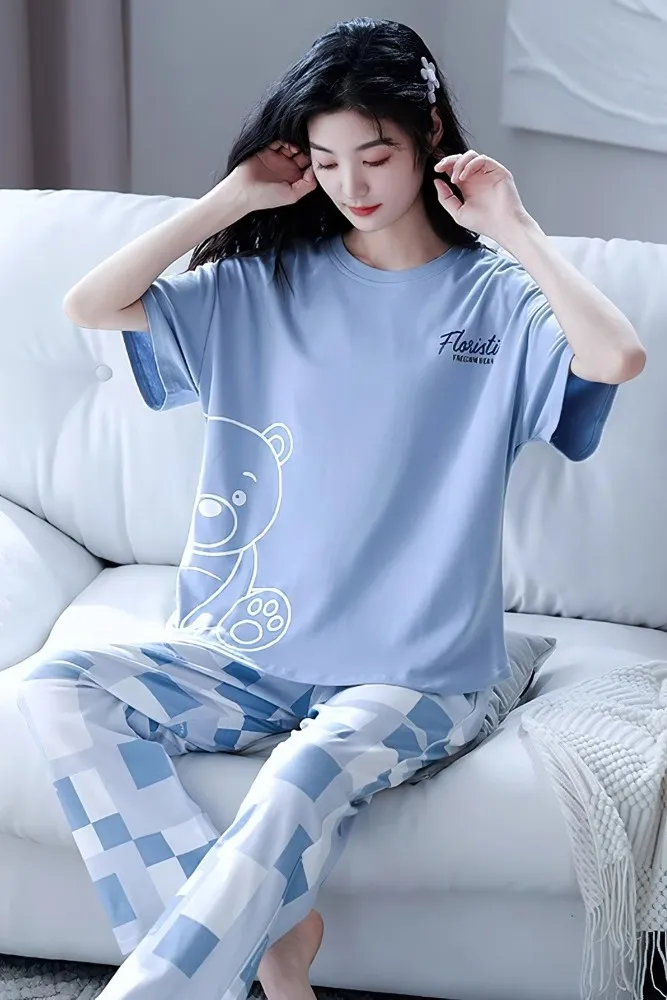 Blue Graphic Relaxed Fit Coord Set - Image 1