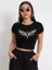 Black Graphic Crop Tshirt