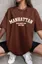 Brown Oversized Typography Print Tshirt