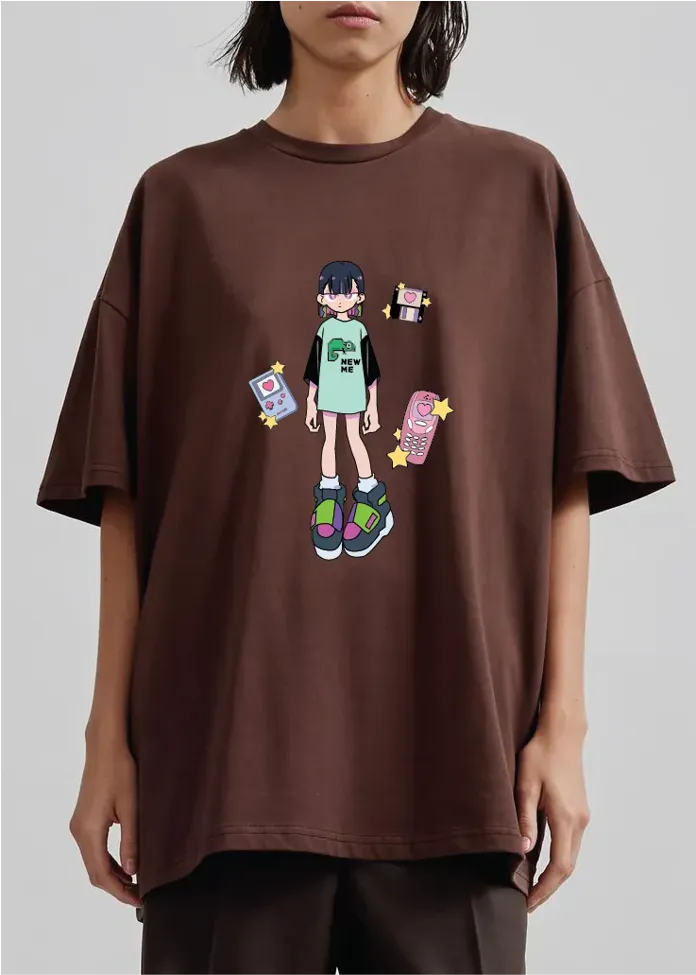 Brown Oversized Graphic Print Tshirt - Image 1