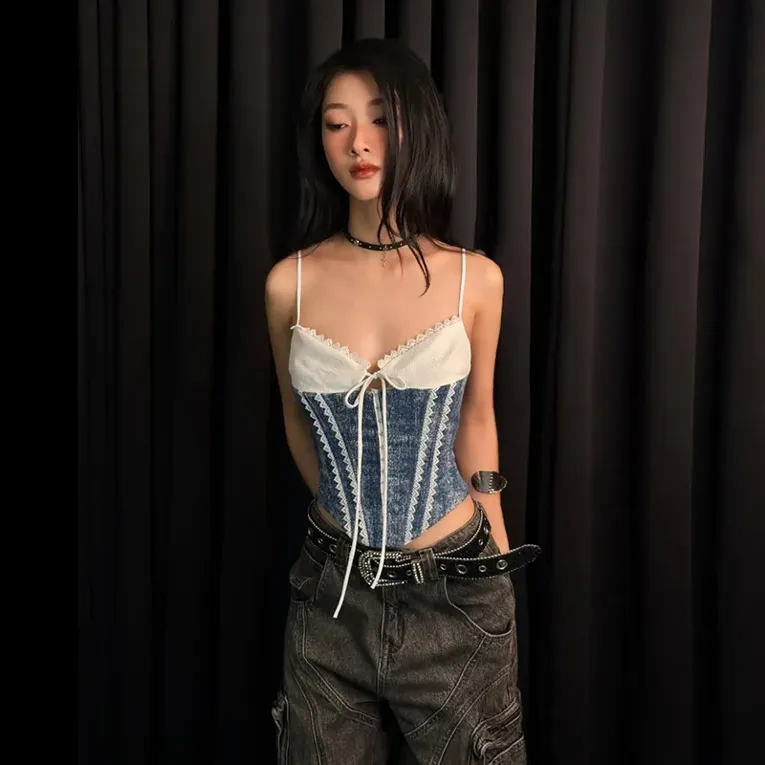 Blue Tieup Corset Top - Image 1