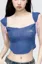 Blue Scoop Neck Crop Top