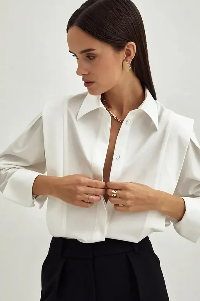 White Linen Cotton Buttoned Shirt - Image 1