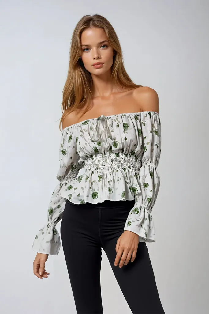 Floral Printed Clenched Top - Image 1