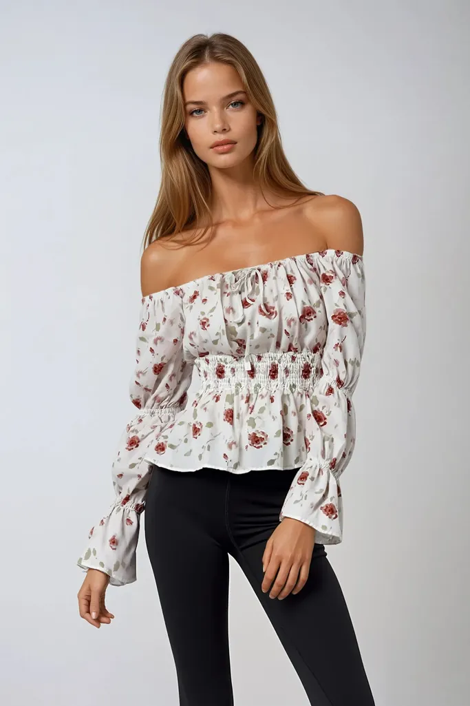 Floral Printed Clenched Top - Image 1