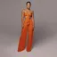 Orange Sweetheart Neck Tie Up Co Ord Set