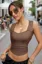 Brown Ruched Sweetheart Crop Top