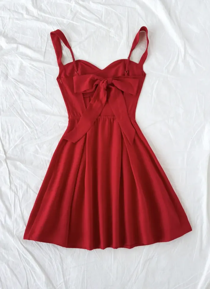 red skater dress with a sweetheart and off shoulder neckline Crepe Off The Shoulder Sweetheart Long Sleeve Mini Dress