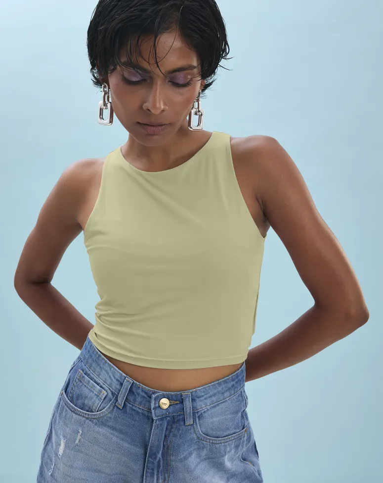 Light Olive Crop Tank Top - Image 1