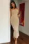 Beige Square Neck Midi Dress