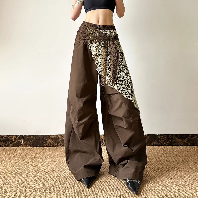 Lace Draped Cargo Pants