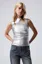 Silver Metallic Boat Neck Top