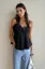 Black Pleated Asymmetric Neck Top