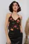 Black Floral Halter Neck Crop Top