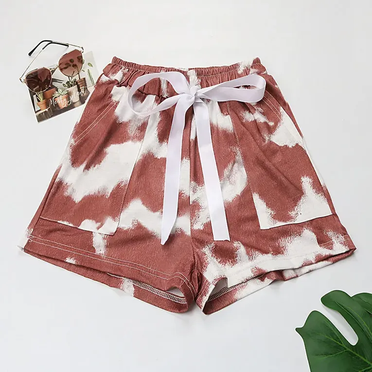 Orange Abstract Tieup Shorts - Image 1