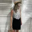 Colorblocked Grey Lace Midi Dress