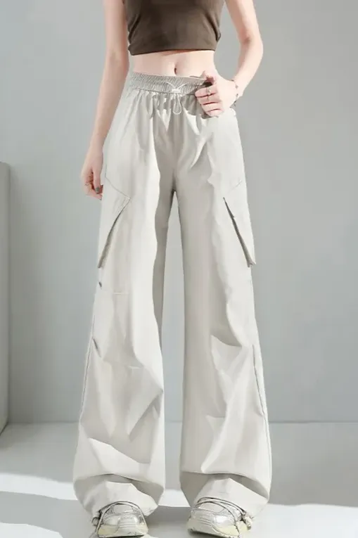 Lightgrey Solid Midrise Cargo Pants - NEWME