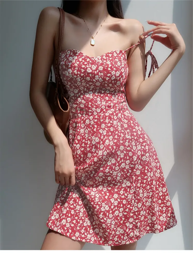 Halter Neck Floral Mini Dress - Image 1